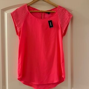 Express Pink Blouse with Cap Sleeves